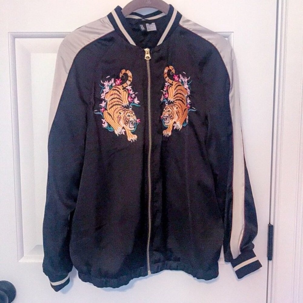 black satin bomber jacket